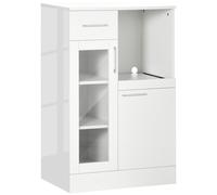 HOMCOM Credenza Multiuso Moderna con 2armadietti, mensola estraibile e cassetto, da Cucina Salvaspazio in Legno e Vetro 60x40x95cm, Bianco Aosom Italy