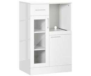 HOMCOM Credenza Multiuso Moderna con 2armadietti, mensola estraibile e cassetto, da Cucina Salvaspazio in Legno e Vetro 60x40x95cm, Bianco Aosom Italy