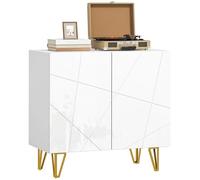 HOMCOM Credenza per soggiorno, credenza di ingresso con 2 ante e ripiani regolabili, armadio di stoccaggio per cucina, soggiorno, 80 x 40 x 75 cm, bianco lucido