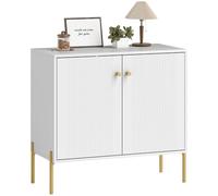 HOMCOM Credenza per soggiorno, mobile contenitore con doppia anta scanalata, ripiano regolabile, gambe in acciaio, stile moderno, credenza per sala da pranzo e cucina, 80 x 39,1 x 76 cm, bianco