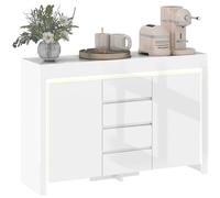 HOMCOM Credenza per soggiorno, mobile contenitore con illuminazione LED, 4 cassetti con ante a chiusura ammortizzata e ripiani regolabili, stile moderno, credenza per sala da pranzo e cucina, 120 x