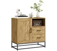 HOMCOM Credenza Soggiorno 2 Cassetti Base Metallo 80x40x78 cm, Marrone