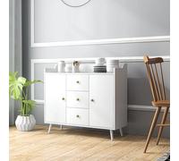 HOMCOM credenza soggiorno con 2 ante 3 cassetti 90x32x80 cm bianco White