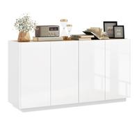 HOMCOM Credenza Soggiorno con Armadietti a 2 Ante, Madia Soggiorno Moderna con Ripiani Regolabili e Chiusura Ammortizzata, per Sala da Pranzo e Soggiorno e Salotto, 140x40x75 cm, Bianco Lucido