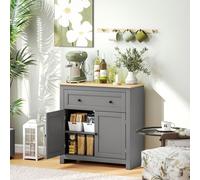 HOMCOM Credenza Soggiorno con Cassetto e Armadietto con Ripiano Regolabile su 3 Livelli, Madia Soggiorno con Piano di Lavoro Color Rovere, per Ingresso, Cucina e Sala da Pranzo, 78.5x35x80 cm, Grigio 