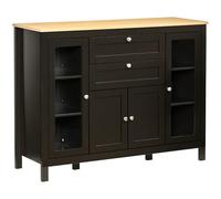 HOMCOM Credenza Soggiorno, Mobile portaoggetti con 1 armadio a doppia porta, 2 armadi con anta in vetro, 2 cassetti e ripiano regolabile, stile moderno, credenza, sala da pranzo e cucina, 120 x 40 x
