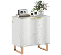HOMCOM Credenza Soggiorno Mobile portaoggetti in stile moderno con armadio a 2 ante scanalate, ripiano regolabile, gambe in metallo, credenza, sala da pranzo, cucina e soggiorno, dom. 76,5 x 39 x 77
