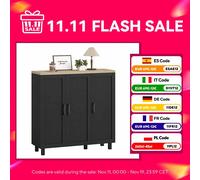 Homcom Credenza stretta con 3 ante, credenza da soggiorno con ripiani regolabili, per cucina, ingresso, sala da pranzo