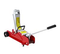HOMCOM Cric Idraulico a Basso Profilo, Cric per Auto in Acciaio Rinforzato con Capacità 2.5 Tonnellate, Sollevamento 8-38cm, Rosso