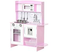 Homcom Cucina giocattolo in legno per bambini +3 anni con luce e suoni 70X29X90 cm