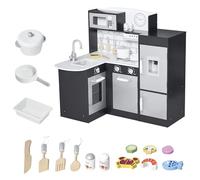HOMCOM Cucina Giocattolo per Bambini 3+ Anni, in Legno, Argento Marrone