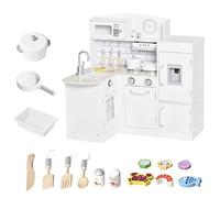 HOMCOM Cucina Giocattolo per Bambini 3+ Anni, in Legno, Bianco e Argento