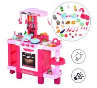 HOMCOM Cucina Giocattolo per Bambini con 38 Accessori Inclusi, Gioco con Luci e Suoni Realistici, 78x29x87cm, Rosa Aosom