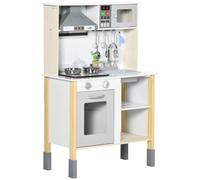 HOMCOM Cucina Giocattolo per Bambini Luci 60x30.5x93.2 cm Grigia e Bianca