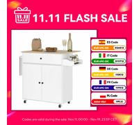 Homcom Cucina Isola con Ruote Ala Pieghevole 106X42X87 cm