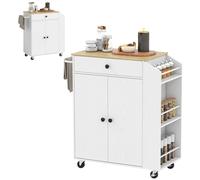 Homcom Cucina Isola con Ruote Porta Spezie a 3 Livelli 82X38X86,5 cm Bianco