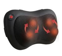 HOMCOM Cuscino Massaggiante Cervicale Schiena Collo in Pelle PU con Riscaldamento, Massaggiatore Shiatsu Elettrico con 4 Nodi, Cambio di Direzione Automatico, per Casa, Ufficio, Auto, Nero