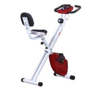 HOMCOM Cyclette da Camera Pieghevole con 5 Posizioni Regolabili e 8 Livelli di Resistenza Magnetica, Struttura a X, 43x97x109cm, Rossa e Bianca