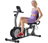 HOMCOM Cyclette da Casa con 8 Livelli di Resistenza, Cyclette Orizzontale Recumbent con Ruote, Monitor LCD e Seduta Regolabile, in Acciaio e ABS, per Home Gym Casa, 122-137x62x103cm, Nero e Grigio