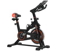 HOMCOM Cyclette da Casa con Volano da 8 kg e Schermo LCD, in Acciaio e ABS, 103x53x100-114 cm, Rosso e Nero
