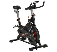 HOMCOM Cyclette da Casa per Allenamento in Acciaio Nero, Cyclette Professionale da Seduti Capacità 120 kg con Supporto per Cellulare, Monitor LCD, Manubrio e Resistenza Regolabile, Volano 10kg