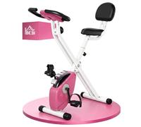 HOMCOM Cyclette Pieghevole Magnetica – 8 livelli di resistenza, 5 posizioni – Rosa/Bianco