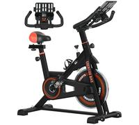 HOMCOM Cyclette da Casa Silenzioso con Resistenza Regolabile Indoor Rosso