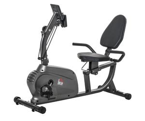 HOMCOM Cyclette Orizzontale Magnetica 8 Resistenze, Display LCD, Sedile Regolabile ed Elastici per Braccia Aosom Italy