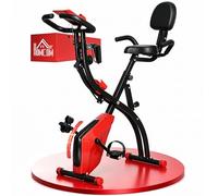 HOMCOM Cyclette Pieghevole 2 in1 con Elastici per Braccia e Resistenza 8 Livelli