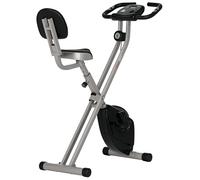 HOMCOM Cyclette Pieghevole da Fitness in Acciaio, Cyclette da Casa Silenziosa con Manubrio e Sella Regolabili/Resistenza Regolabile a 8 Livelli, Schermo LCD e Sensore di Frequenza Cardiaca, Grigio