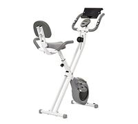 Homcom - Cyclette pieghevole, grande comfort, schienale regolabile, maniglie ergonomiche, schermo LCD, multifunzione, supporto tablet, in acciaio, colore: Bianco