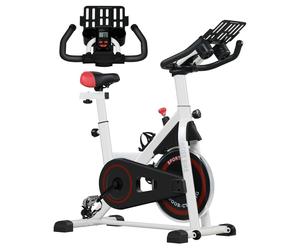 HOMCOM Cycletteda Professionale Regolabile con Schermo LCD e Portabicchieri, Cyclette su 7 livelli d'altezza Volano 8kg, Bianco Aosom Italy