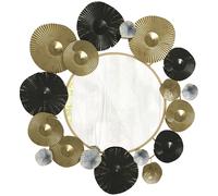 Homcom Decorazione da parete in metallo con specchio decorativo per soggiorno, camera da letto, corridoio, 84 x 84 cm, oro e nero