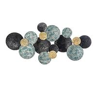 HOMCOM Decorazione da Parete in Metallo, Decorazione Murale in 3D per Interni, Wall Art a Cerchi con Rivestimento in Rilievo, Vintage, 133x66 cm, Blu, Nero e Oro