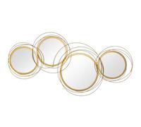 HomCom Decorazione murale 3D in metallo Cerchi con specchi 107x56 cm Oro