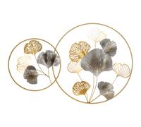 HOMCOM Decorazione Murale 3D Wall Art Oro e Argento con Foglie Ginkgo 102x66.2cm