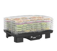 HOMCOM Disidratatore con 6 scomparti regolabili in altezza, 550 W, 40-70°C, timer 48 ore, disidratatore per carne, frutta, verdura, fiori, nero