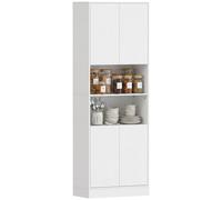 HOMCOM Dispensa Cucina 170cm, Cerniere Ammortizzate, Bianco