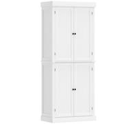 HomCom Mobile cucina alto Dispensa – 2 ante, 6 ripiani regolabili in legno, 76x40.5x184 cm, Bianco