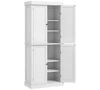 HOMCOM Mobile Cucina Alto con 6 Ripiani e 2 Ante, Armadio Dispensa con Ripiani Regolabili in Legno, 76x40.5x184 cm, Bianco