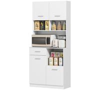 HOMCOM Dispensa Cucina con Cassetto, 4 Armadietti e Ripiani Aperti in Legno