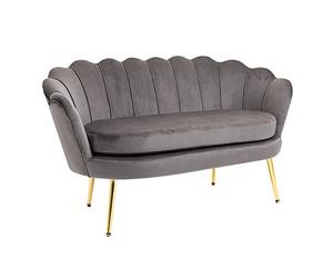 HOMCOM Divanetto 2 Posti in Tessuto Effetto Velluto con Braccioli, Divano Moderno con Seduta Imbottita per Camera da Letto e Soggiorno, 133x63x75cm, Grigio