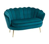 HOMCOM Divanetto 2 Posti in Tessuto Effetto Velluto, Piccolo Divanetto Vintage con Braccioli, Moderno, Seduta Imbottita per Camera da Letto e Soggiorno, 130x77x77cm, Alzavola