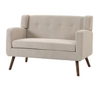 HOMCOM Divano 2 Posti 118 cm in Tessuto a Coste con Capitonné e Gambe in Legno, Beige Aosom Italy