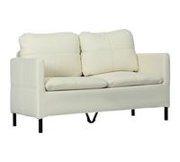 HOMCOM Divano 2 posti 135 cm stile contemporaneo con 4 cuscini base acciaio nero rivestimento tessuto effetto lino crema