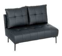 HOMCOM Divano 2 Posti Compatto in Finta Pelle, Divano Moderno Trapuntato a Bottoni con Imbottitura Spessa e Gambe in Legno, Divanetto Senza Braccioli per Salotto e Studio, 115x73x83 cm, Nero