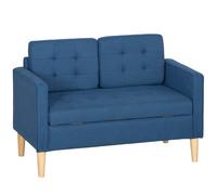 HOMCOM Divano 2 posti con contenitore e rivestimento capitonné, 117x62x78 cm, Blu Aosom Italy
