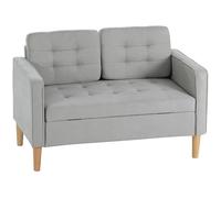 HOMCOM Divano 2 posti con contenitore, gambe in legno, grigio chiaro