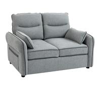 HOMCOM Divano 2 posti con seduta e schienale imbottiti 136 cm, Grigio | Velluto egiziano, tasca laterale, stile contemporaneo, divano per camera da letto, appartamento, piccolo spazio