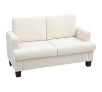 HOMCOM Divano 2 Posti in Ciniglia con Braccioli, Divanetto 2 Posti Moderno con Cuscini Sfoderabili e Lavabili e Gambe in Legno per Soggiorno, Salotto, Ufficio e Casa, 138x70x80 cm, Bianco Crema